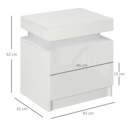 Table de Chevet LED RVB avec 2 Tiroirs – Design Moderne