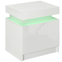 Table de Chevet LED RVB avec 2 Tiroirs – Design Moderne