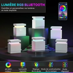 Table de Chevet LED RVB avec 2 Tiroirs – Design Moderne