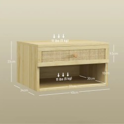 Lot de 2 Tables de Chevet Murales 40 × 34 × 23 cm