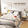 Lot de 2 Tables de Chevet Murales Bois Naturel 40 cm