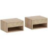 Lot de 2 Tables de Chevet Murales Bois Naturel 40 cm
