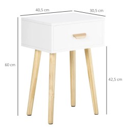 Lot de 2 Tables de Chevet Blanches Modernes avec Tiroirs