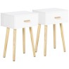 Lot de 2 Tables de Chevet Blanches Modernes avec Tiroirs
