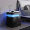 Table de Chevet LED RVB Noire avec 2 Tiroirs