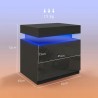 Table de Chevet LED RVB Noire avec 2 Tiroirs