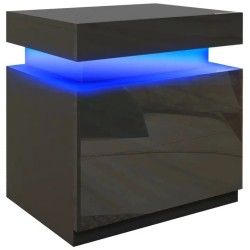 Table de Chevet LED RVB Noire avec 2 Tiroirs