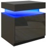 Table de Chevet LED RVB Noire avec 2 Tiroirs