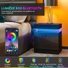 Table de Chevet LED RVB Noire avec 2 Tiroirs
