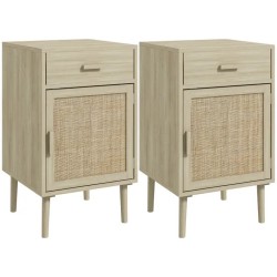 Lot de 2 Tables de Chevet Chêne 40 × 40 × 68,5 cm