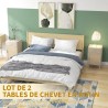 Lot de 2 Tables de Chevet Chêne 40 × 40 × 68,5 cm