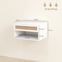 Lot de 2 Tables de Chevet Murales Bois Naturel 40 cm