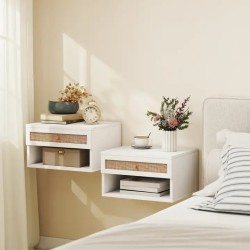 Lot de 2 Tables de Chevet Murales Bois Naturel 40 cm
