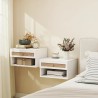 Lot de 2 Tables de Chevet Murales Bois Naturel 40 cm