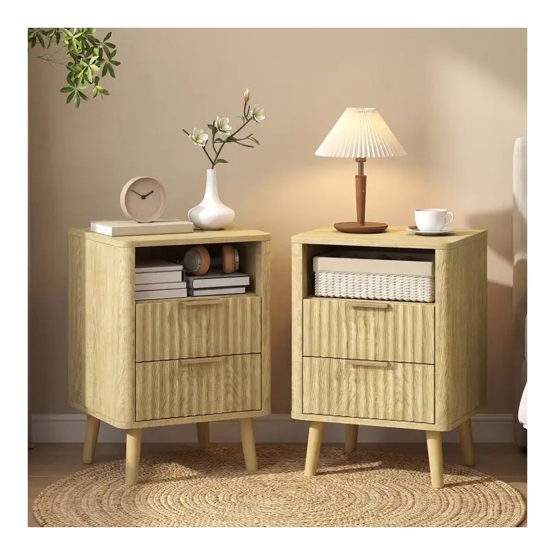 Lot de 2 Tables de Chevet Chêne 40 × 40 × 61 cm