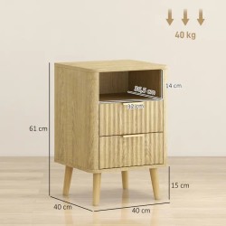 Lot de 2 Tables de Chevet Chêne 40 × 40 × 61 cm