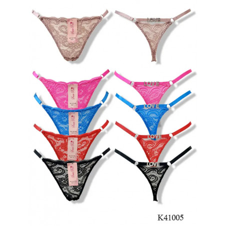 Lot de 12 Strings Femme Dentelle LOVE – Snow Rose