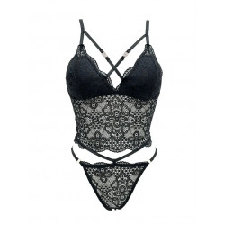 Ensemble Bralette Longue et String en Dentelle Femme
