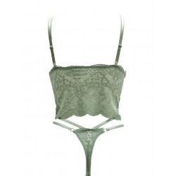 Ensemble Bralette Longue et String en Dentelle Femme