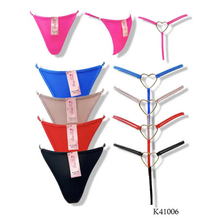 String Fantaisie Cœur Femme – Lot de 12 Tailles M et L