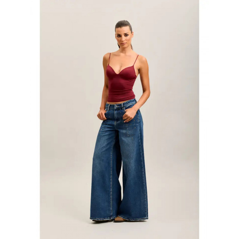 Jean Extra-Large Toxik3 Femme avec Clous – Denim Stretch