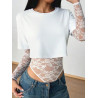 Body Patchwork Dentelle Femme – T-Shirt Court Sexy