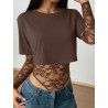 Body Patchwork Dentelle Femme – T-Shirt Court Sexy