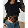 Body Patchwork Dentelle Femme – T-Shirt Court Sexy