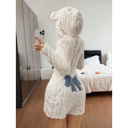 Combinaison Courte Sherpa Femme à Capuche – Nœud au Dos