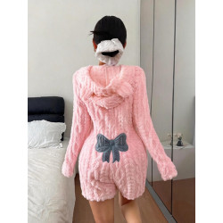 Combinaison Courte Sherpa Femme à Capuche – Nœud au Dos