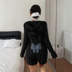 Combinaison Courte Sherpa Femme à Capuche – Nœud au Dos