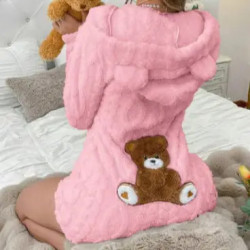 Combinaison-Short Peluche Femme à Capuche – Ours