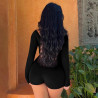 Combinaison-Short Yoga Femme – Manches Longues et Dos Noué