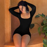 Combinaison-Short Yoga Femme – Manches Longues et Dos Noué