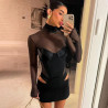 Robe mini moulante sexy femme en mesh avec découpes