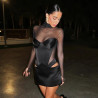 Robe mini moulante sexy femme en mesh avec découpes