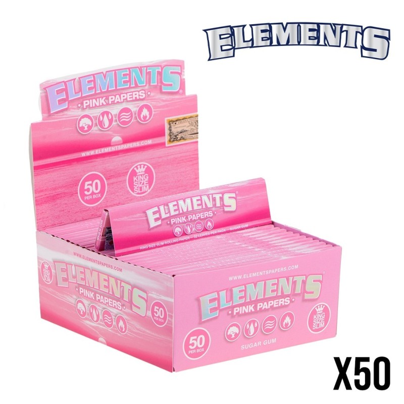 Papier à rouler Elements Pink – Display de 50 livrets (Sans normes)