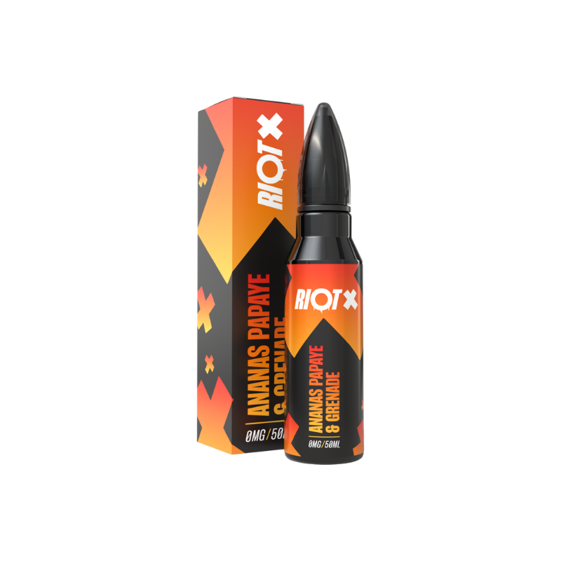 🍍🥭💥 E-liquide Ananas Papaye & Grenade Riot 50 ml – 0 mg