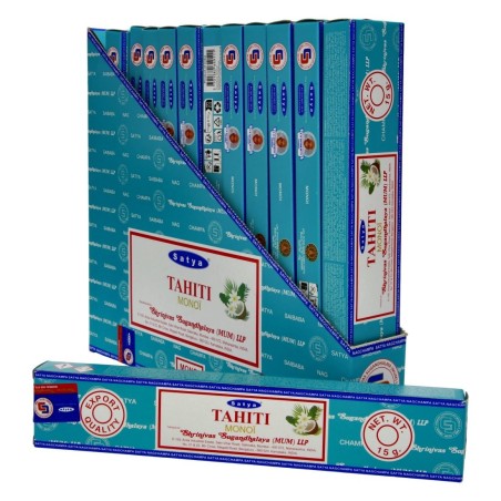 Encens Satya Tahiti Monoï 15g x12 – Parfum exotique floral