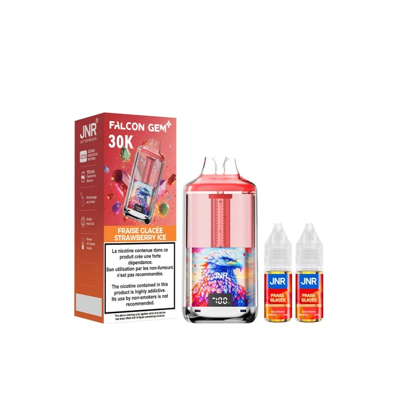 🍓❄️ Kit Falcon Gem+ 30000 + 2x10ml 20mg JNR – Fraise Glacée