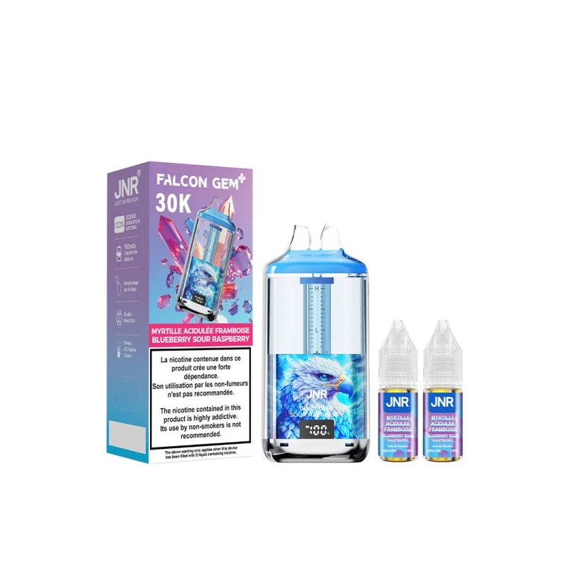 🫐🍓❄️ Kit Falcon Gem+ 30000 + 2x10ml 20mg JNR – Myrtille Acidulée Framboise