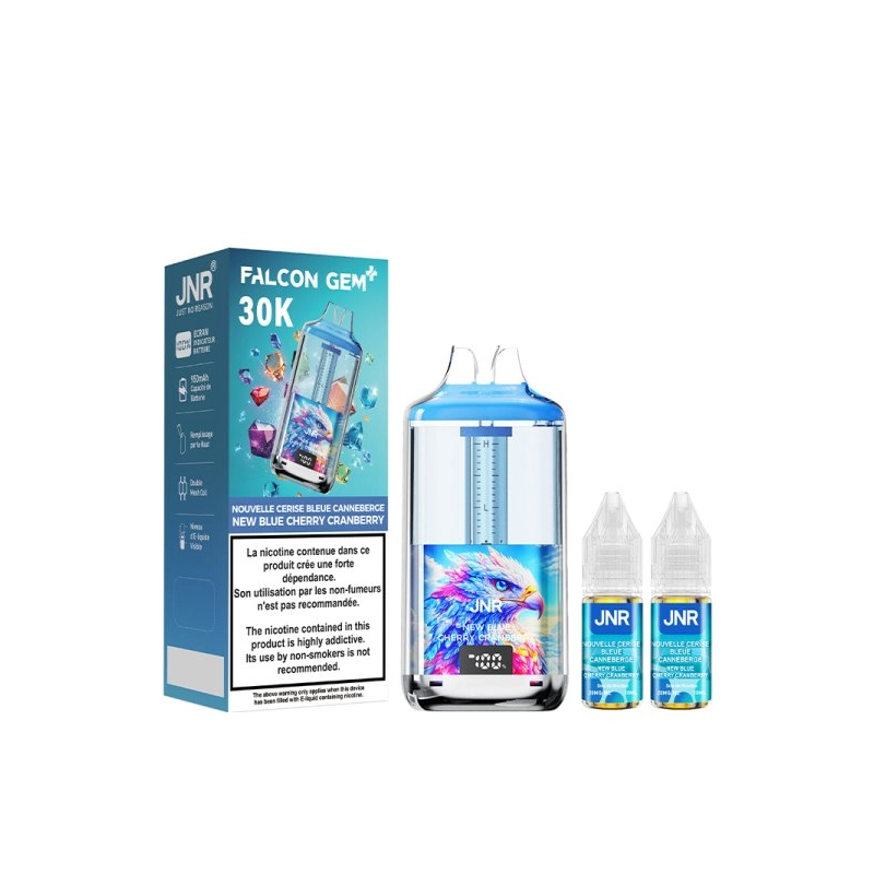 🫐🍒❄️ Kit Falcon Gem+ 30000 + 2x10ml 20mg JNR – Nouvelle Cerise Bleue Canneberge