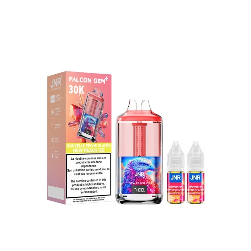 🍑❄️ Kit Falcon Gem+ 30000 + 2x10ml 20mg JNR – Nouvelle Pêche Glacée