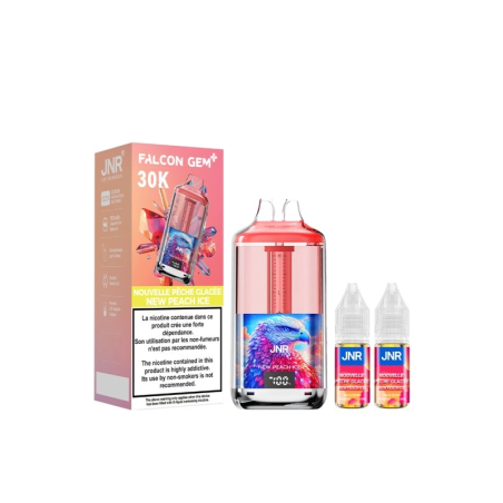 🍑❄️ Kit Falcon Gem+ 30000 + 2x10ml 20mg JNR – Nouvelle Pêche Glacée
