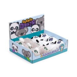 🐼🐨 Jouet Peluché à Presser Queasy Squeezies Adoramals – Animaux Sauvages Panda & Koala (Lot de 12)