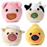 🐷🐮🐔 Jouet Peluché à Presser Queasy Squeezies Adoramals – Animaux de la Ferme (Lot de 12)