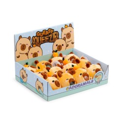 🦫💛 Jouet Peluché à Presser Queasy Squeezies Adoramals Capybara (Lot de 12)