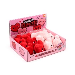 ❤️🧸 Jouet Peluché à Presser Queasy Squeezies - J'Adoramals Cœur (Lot de 12)