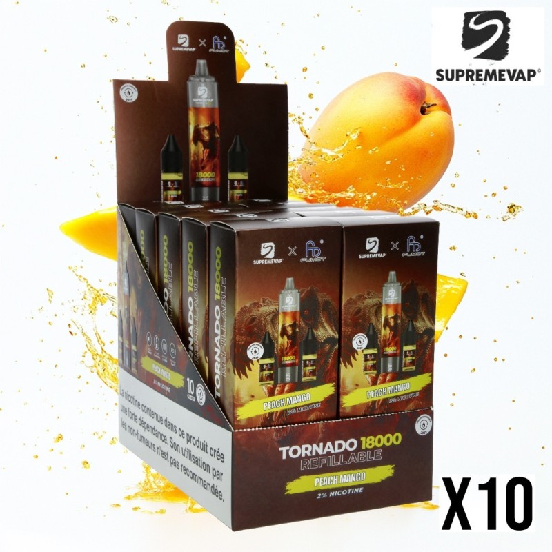 Puff Supremvap Tornado Pêche Mangue 18000 Puffs Display 10