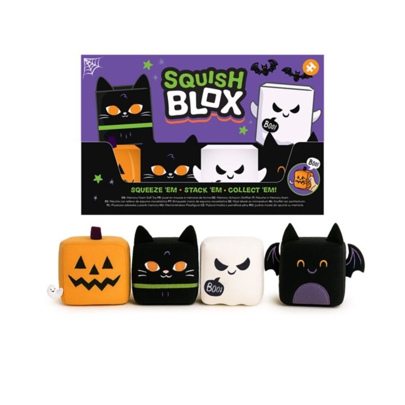 👻🎃 Jouet Peluché à Mémoire de Forme - Squish Blox Spooky (Lot de 12)